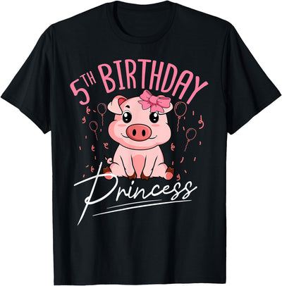Pig 5th Birthday Princess Farm Party Hog Farmer Barnyard T-Shirt