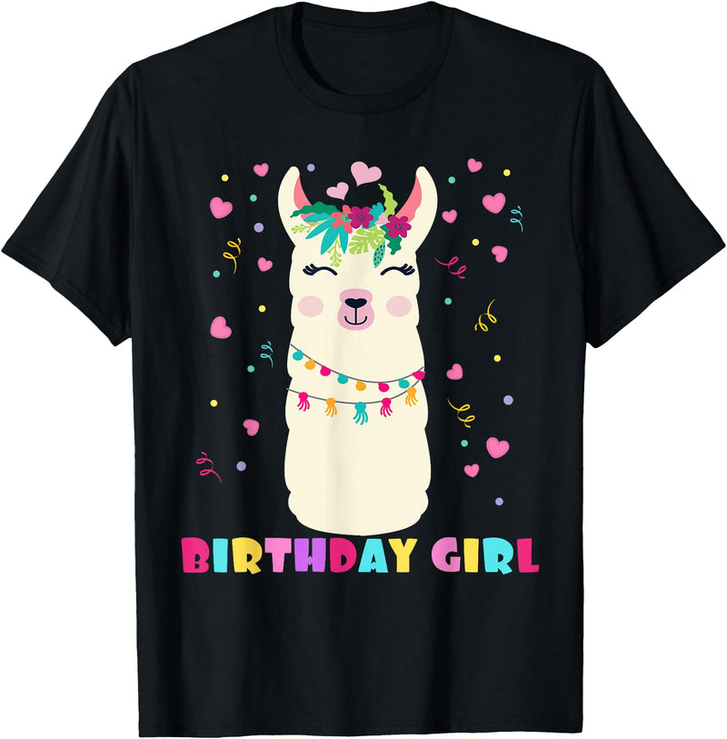 Llamazing Birthday Party Outfit Llama Lovers Birthday Girl Cute Llama Alpaca Kids Llamazing T-Shirt - Black