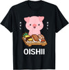 Cute Pig Eats Sushi Japanese Food Lover Cute Kawaii Pig Eats Sushi Japanese Food Lover Otaku T-Shirt - Black