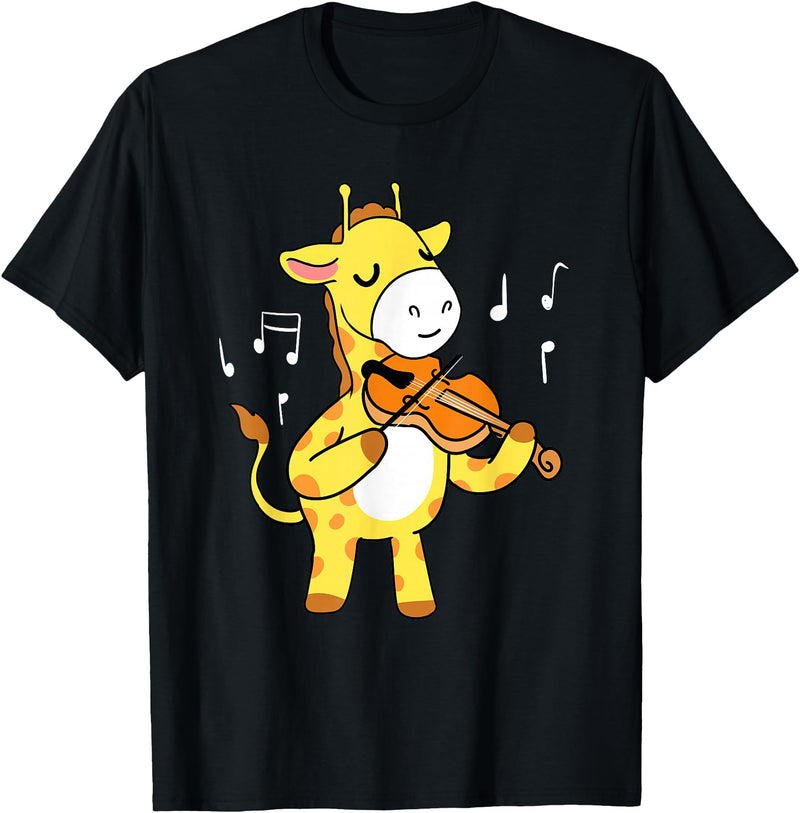 Awesome Violinists Designs Giraffe Playing Violin T-Shirt - Black