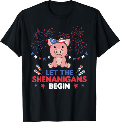 4th Of July American Pig Kids USA Pig T-Shirt