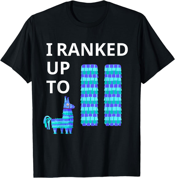 I Ranked Up To 11 Birthday Video Game Llama Piñata Birthday T-Shirt - Black