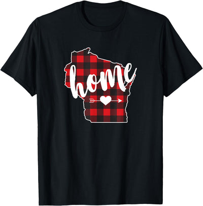 Cow Buffalo Plaid Wisconsin Home State Lumberjack Souvenir T-Shirt