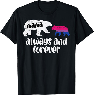 Mama Bear Forever Bisexual Bi Pride Stuff Flag LGBTQ Mom T-Shirt