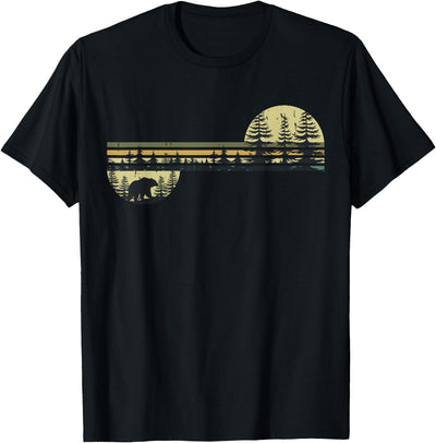 Retro Forest Bear Outdoors Nature Women Men Vintage Graphic T-Shirt
