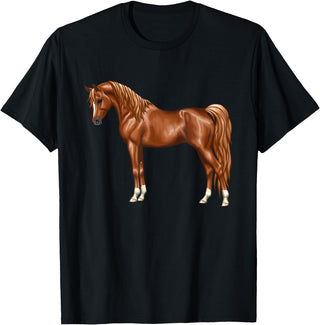 Arabian Horse Art by CSForest Beautiful Red Chestnut Egyptian Arabian Horse Lovers Gift T-Shirt - Black