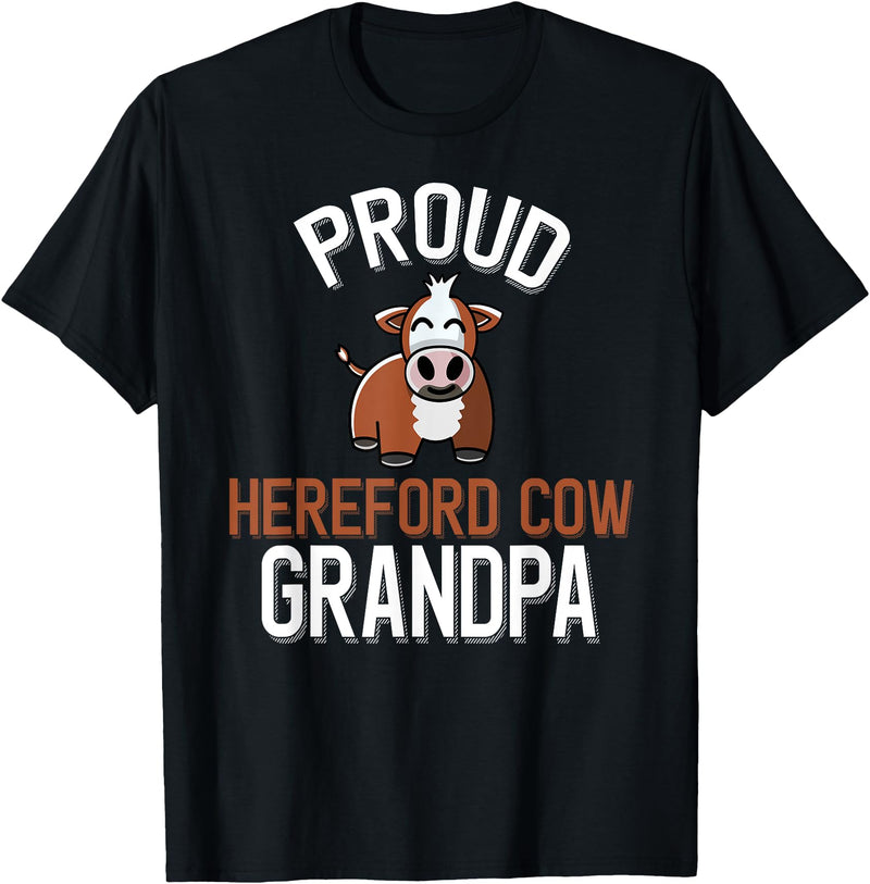 Cute Hereford Cow Family Apparel Proud Hereford Cow Grandpa T-Shirt - Black