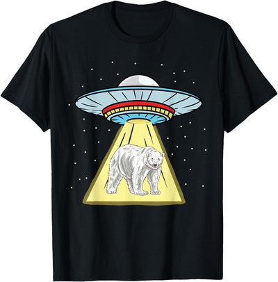 UFO Abduction Polar Bear Arctic Animal T-Shirt