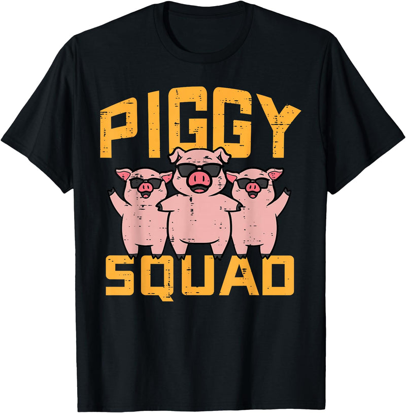 Pig Lover Shirts For Men Women Kids Pig Lover Piggy Squad Hog Farmer Crew Swine Women Men Kids T-Shirt - Black