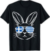 Greek Flag of Greece Orthodox Easter Rabbit Greek Easter T-Shirt in Black