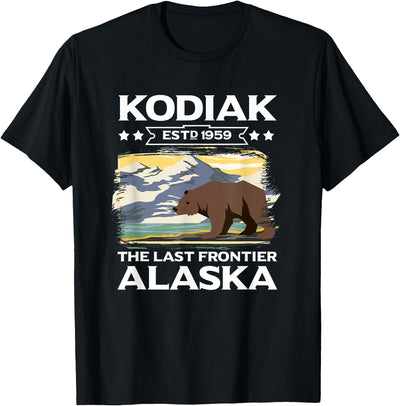 Kodiak The Last Frontier Alaska Grizzly Bear Outdoor Hiking T-Shirt