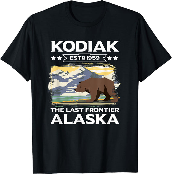 Denali National Park And Preserve Gear Kodiak The Last Frontier Alaska Grizzly Bear Outdoor Hiking T-Shirt - Black