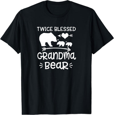 Twice Blessed Grandma Bear Grandmas With Two Grandkids T-Shirt