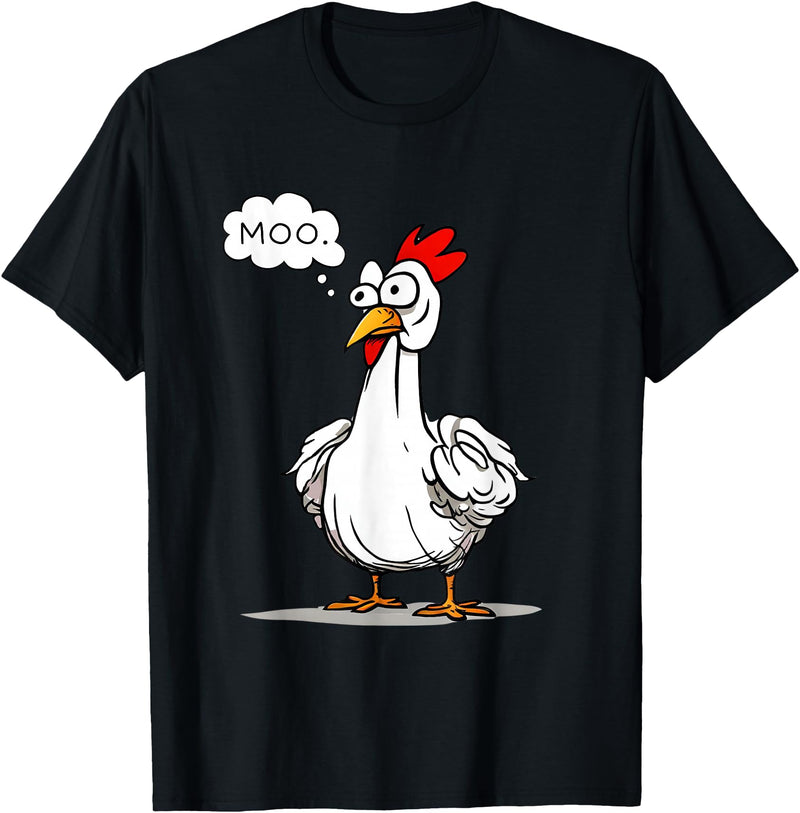 funny farm animal chicken cow fans apparel MOO moo chicken shirt funny silly chick says moo cow sound T-Shirt - Black