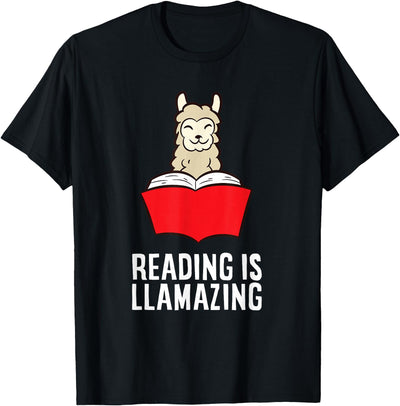 The Llama And Alpaca Lover Funny Llama Lover Reading Is Llamazing Bookworm Llama T-Shirt