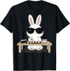 Sushi Eating Rabbit Easter Bunny Sunglasses T-Shirt in Black