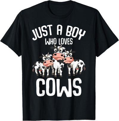 Just a Boy Who Loves Cows Farmers Cow Kids Toddler Boys Funny T-Shirt