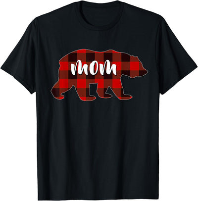 Red Plaid Mom Buffalo Matching Family Mama Pyjamas Christmas T-Shirt