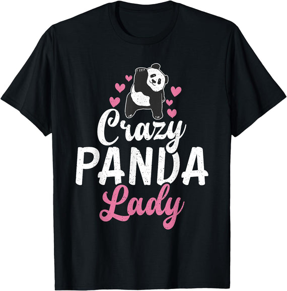 Panda Gifts and Acessories Crazy Panda Lady Panda Bear Lover T-Shirt - Black