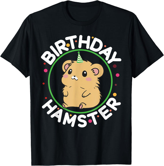 Unisex-Kids Hamster Birthday Party Birthday Hamster T-Shirt - Black