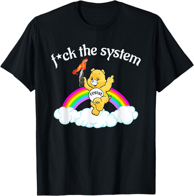 Fck The System Funny Bear Design T-Shirt