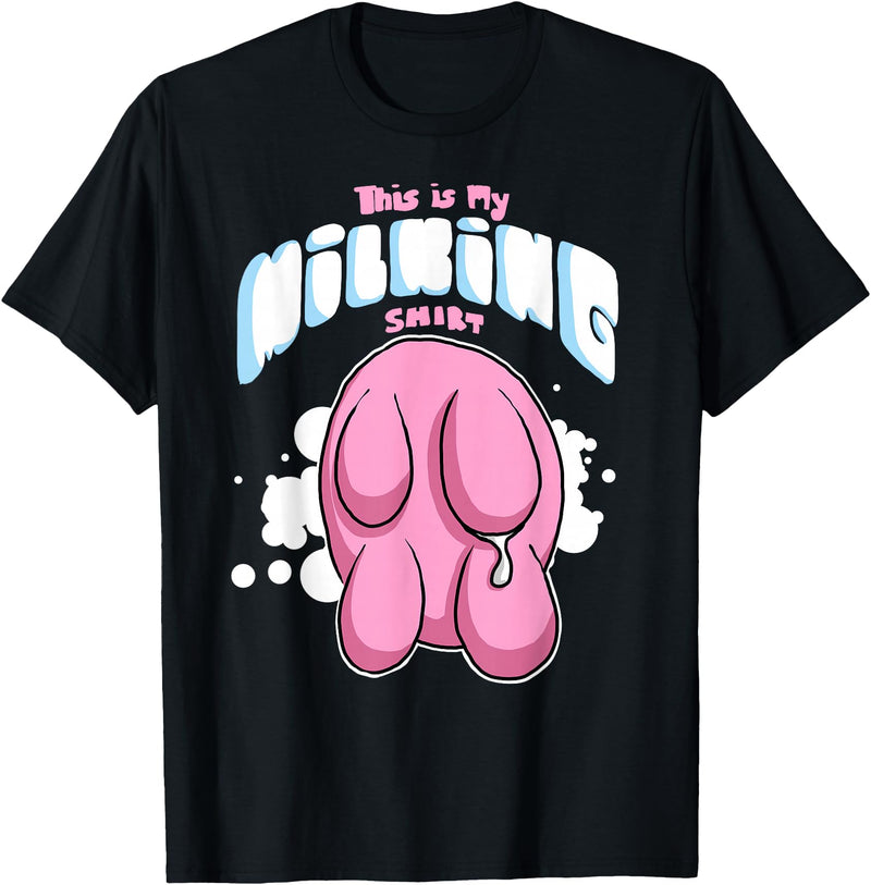 Eliaac Funny Dairy Farmers Milking Cows Womens This is My Milking Top Dairy Farming Cows Udders T-Shirt - Black