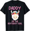 Llama Matching Birthday Party Theme Supplies Daddy of The Birthday Girl Llama First 1st Birthday Girl T-Shirt - Black