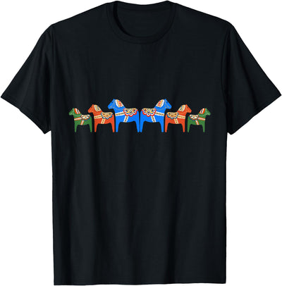 Sweprints Dala Horses - Traditional Swedish design T-Shirt