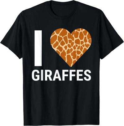 I Love Giraffes Cute Giraffe Print Heart T-Shirt