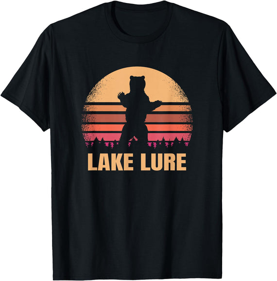 Lake Lure North Carolina Vintage NC Retro 80s Co. Lake Lure North Carolina Vintage Bear NC Distressed 80s T-Shirt - Black
