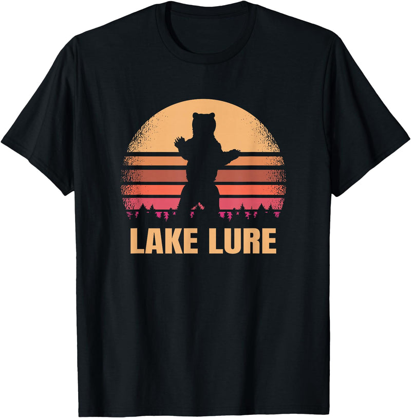 Lake Lure North Carolina Vintage NC Retro 80s Co. Lake Lure North Carolina Vintage Bear NC Distressed 80s T-Shirt - Black
