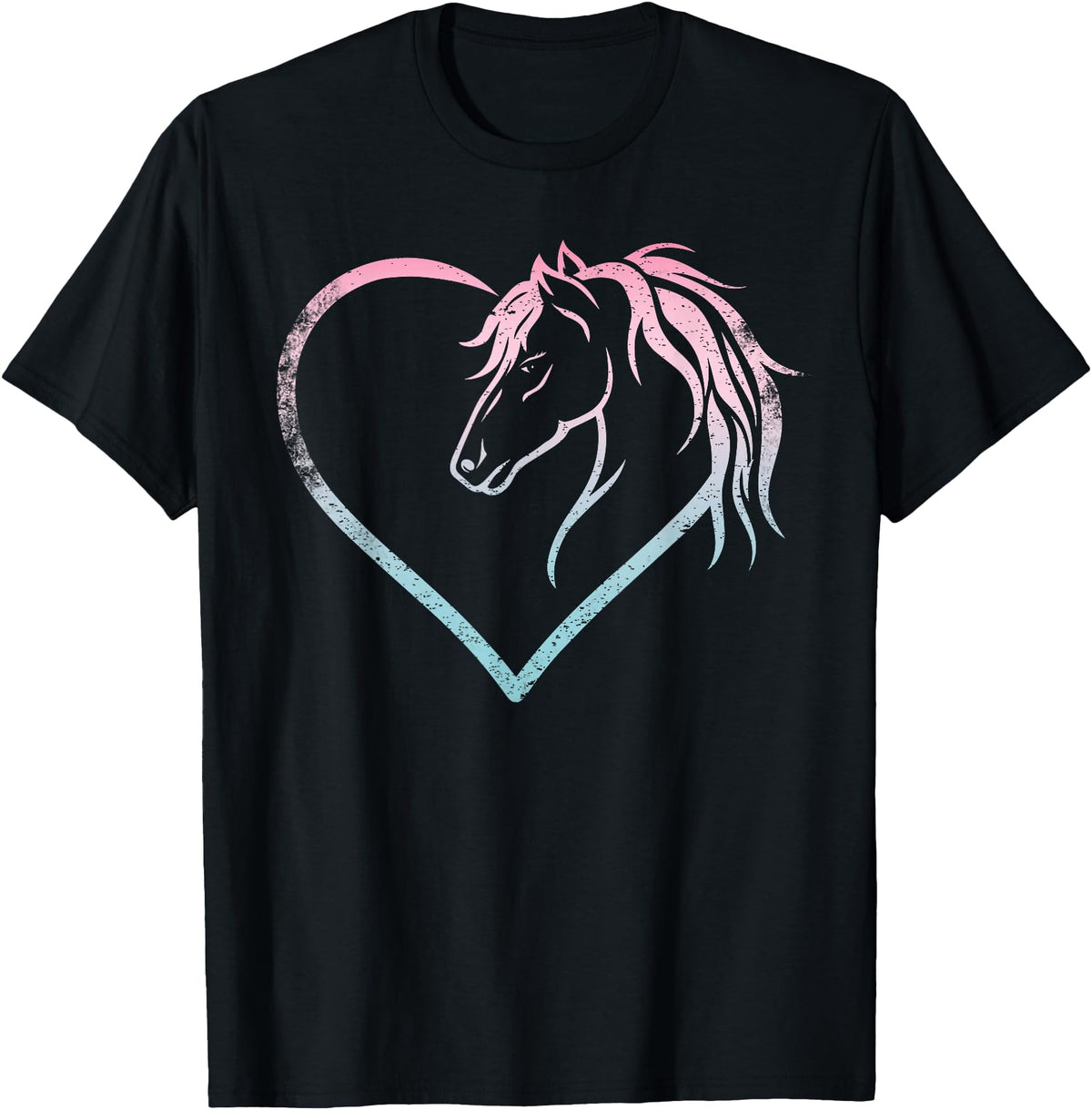 Horse Girl Designs Women I Love My Horses Riding Heart With Horse Head For Horseback Riding Horse T-Shirt - Black