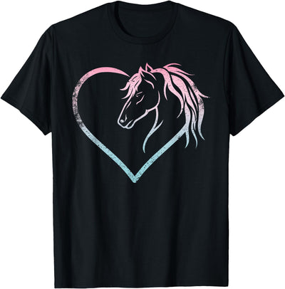 Horse Girl Designs Women I Love My Horses Riding Heart With Horse Head For Horseback Riding Horse T-Shirt