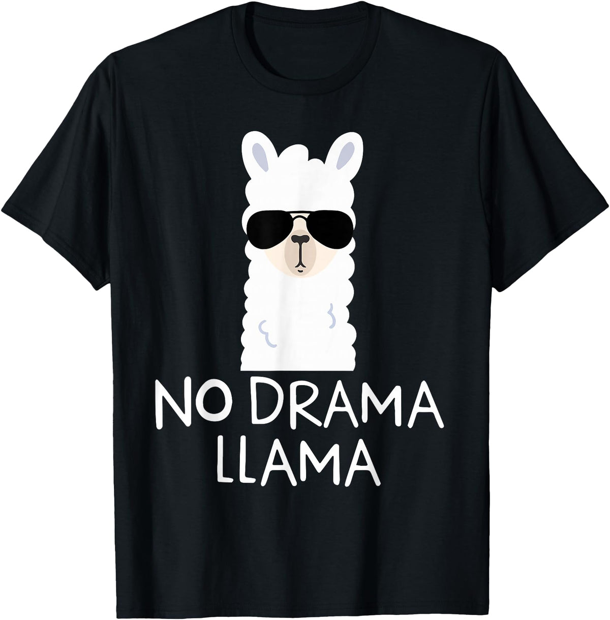 No Drama No Pob-Llama Alpaca Gifts No Drama Llama Alpaca with Sunglasses Llama Lovers Gift T-Shirt - Black