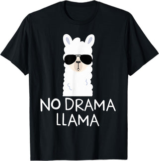 No Drama No Pob-Llama Alpaca Gifts No Drama Llama Alpaca with Sunglasses Llama Lovers Gift T-Shirt - Black