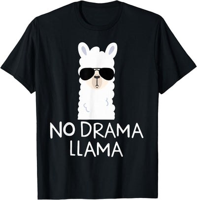 No Drama No Pob-Llama Alpaca Gifts No Drama Llama Alpaca with Sunglasses Llama Lovers Gift T-Shirt