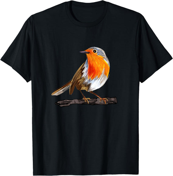 Robin Bird Ornithology Nerd Birding Watcher Robin Bird T-Shirt - Black
