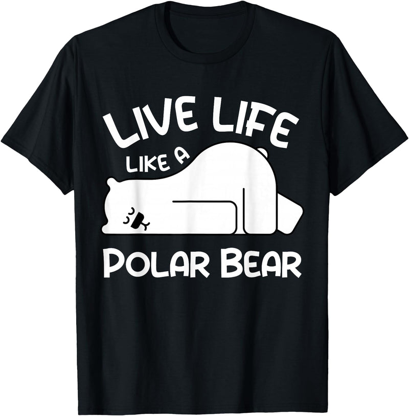 Kids Polar Bear Design Kids Polar Bear Stuff | Live Life Like a Polar Bear T-Shirt - Black