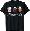 Highland Cow Nurse Life Costume Cute Highland Cow Nurse Life Farm Animal Lover Nursing T-Shirt - Black
