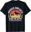Cat Lover Gift Horses and cats make me happy Cats T-Shirt - Black