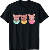 Cute Animals For Easter For Kids Happy Easter Cute Pig At Easter With Easter Eggs T-Shirt - Black
