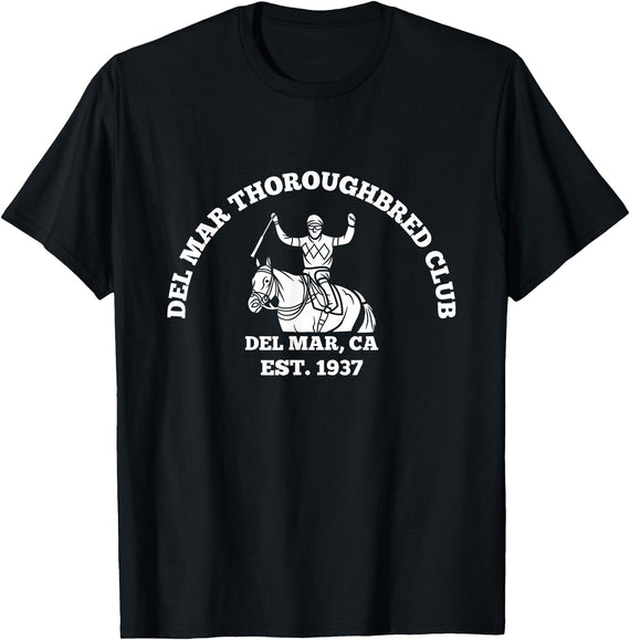 NANKANDOIT Del Mar Racetrack Horse Racing Breeders Del Mar Horse Racing California Race Track Thoroughbred Club T-Shirt - Black