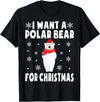 Polar Bear Christmas Pajamas Toddler Boys Girls I Want A Polar Bear For Christmas Polar Bear Pajamas Kids T-Shirt - Black