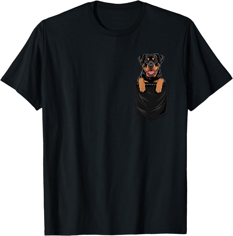 RottweilersBests Funny Rottweiler In Pocket Dog Mom Dad T-Shirt - Black