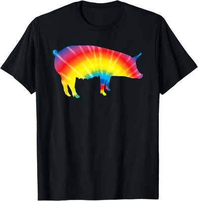 Tie Dye Pig Rainbow Print Boar Pork Swine Hippie Peace Gift T-Shirt