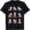 Sporty Animals & Meditating Pets Pig Yoga T-Shirt Funny Piglets In Yoga Poses Sports Tee T-Shirt - Black