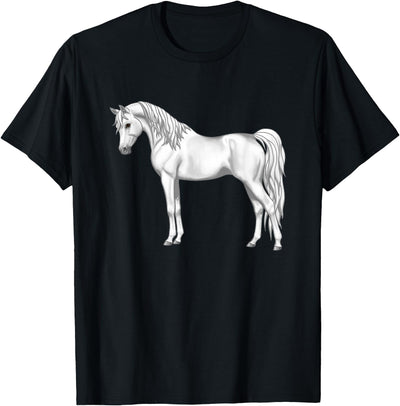 Arabian Horse Art by CSForest Pretty White Light Gray Egyptian Arabian Horse Lovers Gift T-Shirt