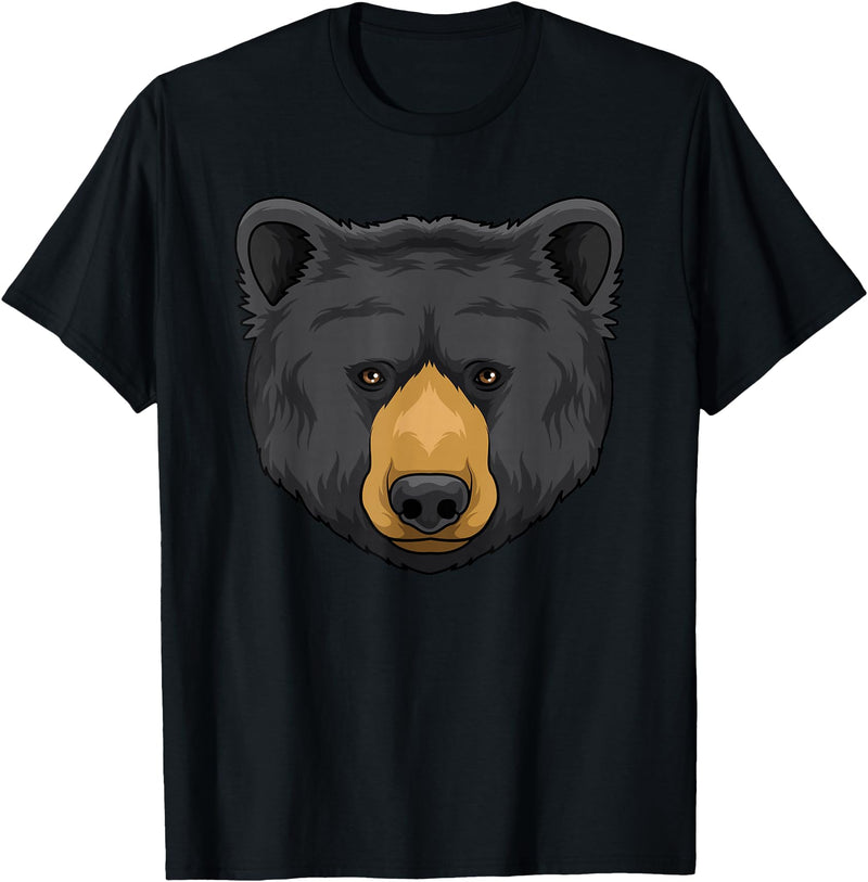 Wowsome! Black Bear Animal Head - Cute Black Bear Lover Women Men T-Shirt - Black