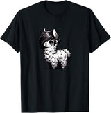 Emo Llama Tees Cute Emo Llama Kawaii Kids Boys Girls T-Shirt - Black