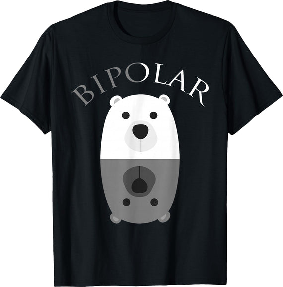 Cool I Love Polar Bears With Bipolar T-shirts Bipolar Shirt | Cute Mental Disorder Polar Bear Tee Gift T-Shirt - Black